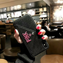 Load image into Gallery viewer, Luxury PINK Glitter Embroidery Leather iPhone Case