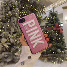 Load image into Gallery viewer, Luxury PINK Glitter Embroidery Leather iPhone Case