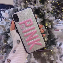Load image into Gallery viewer, Luxury PINK Glitter Embroidery Leather iPhone Case