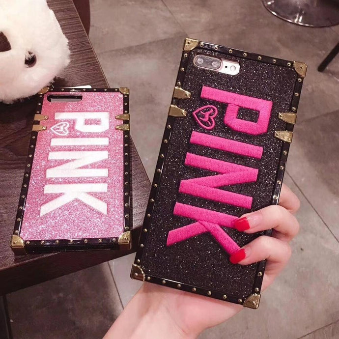 Luxury Embroidery 3D Pink Letter iPhone Case