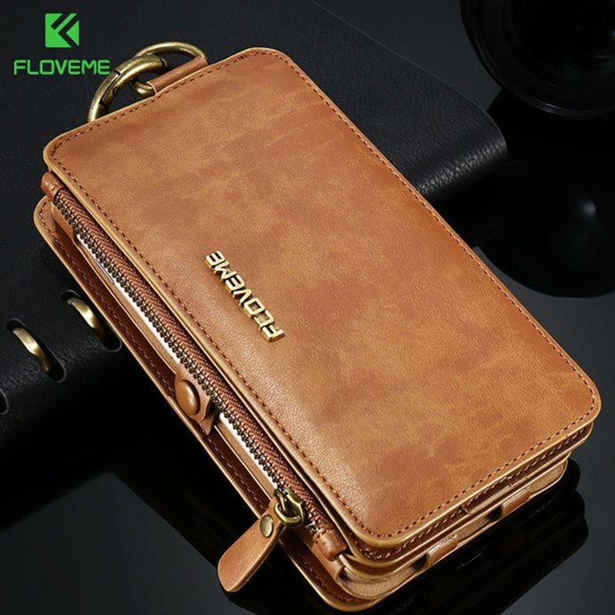 FLOVEME Luxury PU Leather Wallet Case For iPhone