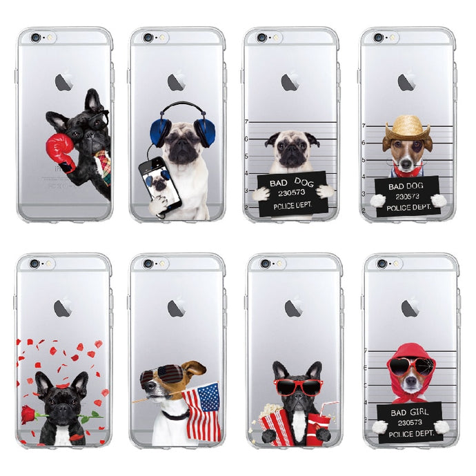 Cute Puppy Pug, French Bulldog Soft iPhone Case